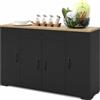 Amveya Mobile Cucina con Piano di Lavoro Credenza Cucina Nera 110 x 30 x 70 cm con Cassetto e 4 Ante Mobile a Terra Mobile Basso Dispensa per Soggiorno Sala da Pranzo