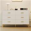 SUKY Cassettiera con 6 cassetti, H76/B120/T40 cm, Bianco con cassetti per soggiorno e camera da letto