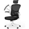 naspaluro Sedia da Ufficio, Sedia Ufficio Ergonomica, Poltrona Ufficio con Poggiatesta e 90° Bracciolo Regolabile, Sedia scrivania Traspirante con Supporto Lombare, Bianco