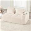 Lubvtti Divano imbottito a 2 posto con tasche laterali e portabicchieri,Divano chaise longue moderno con 2 cuscino,Tessuto velluto a coste, adatto per soggiorno e ufficio,Beige,Non richiede montaggio