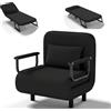 Fabulcozy Poltrona Letto 4 in 1 - Poltrona Letto Singolo Pieghevole con Cuscino, Poltrone Sofa Divano Schienale Reclinabile, Poltrone Sofa Pouf 60L x 68P x 85A cm(Nero)