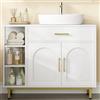 Hzuaneri Mobile Sottolavabo per Bagno, Mobiletto da Bagno, 1 Cassetto 2 Ante, Scomparto Aperto con 3 Livelli, Scomparto regolabile, 30 x 80 x 64 cm, Bianco BC28813G