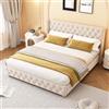 PUGSDRLY Struttura per Letto Matrimoniale 160x200 con Rete a Doghe, Letto a Due Piazze con Testiera Imbottita, Tessuto in Velluto, Design con Rivetti, Piedi in Legno, per Bambini, Adolescenti e Adulti