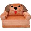 nana shop Poltrona per bambini, mini poltrona pieghevole 2 in 1, comoda poltrona in peluche con materasso, divano letto per cameretta (Cane)