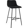 CLP Sgabello da Bar Imbottito Altona, Sedia da Bar con Schienale e poggiapiedi, Sgabello Moderno per Cucina, con Struttura in Metallo Nero, Colore:Nero, Materiale:Velluto