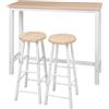 WOLTU Tavolo Alto con 2 Sgabelli, Set Pranzo per Cucina, Sala da Pranzo, Isola da Cucina, Sgabelli Rotondi, Struttura in Metallo, Design Industriale, Rovere Chiaro