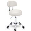 TRESKO® Sgabello rotante con schienale | Sgabello rotondo regolabile in altezza 46-58 cm | Sgabello girevole con rotelle | Sedia da ufficio sgabello girevole sgabello cosmetico (Beige)