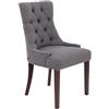 CLP Poltrona Da Pranzo Aberdeen Stile Chesterfield I Sedia Soggiorno Tavolo Moderna In Tessuto Imbottita Alto Schienale I Legno Di Caucciù, Colore:grigio scuro, Colore del telaio:antico