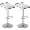 WOLTU Sgabelli da Cucina Set di 2, Sgabelli da Bar, Altezza Regolabile, Girevoli a 360°, PU, Struttura in Metallo, Soggiorno, Bar, Caffè, Bianco