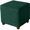 Meigeh Copri pouf Quadrato Elasticizzato Copri poggiapiedi Copertura per pouf Fodera Pouf Velluto Verde scuro S