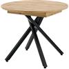 MOMMA HOME Mommahome Tavolo da pranzo, allungabile e pieghevole, tavolo rotondo per soggiorno, con gambe in metallo regolabili, rovere/nero, 90-120 x 90 x 75 cm