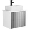 UEV Mobiletto Bagno 60CM con Lavabo in Ceramica, Mobile Bagno Sospeso Combina Eleganza e Funzionalità, Lavandino con Mobiletto da Parete, Bianco+Nero