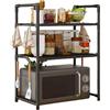 Generico Scaffale Per Forno A Microonde, 2/3 Livelli Mensola Ripiano Della Cucina, Scaffale Per Forno A Microonde Da Appoggio, Mensola Microonde Salvaspazio Con Ganci, Microonde Cucina Organizzatore Ripiani