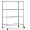 Himimi Scaffale in Filo a 4 Livelli con Ruote, Altezza Regolabile,con Piedini di Livellamento, Scaffale di Stoccaggio in Metallo per Cucina, Bagno,Soggiorno, Capacità di 500 kg, 90*45*183 cm, Argento