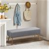 Ckaff Panca Fondo Letto, Panca Imbottita da Ingresso 113.5x36.5x43cm, Sgabello per Scarpe in Velluto Poggiapiedi Cassapanca per Camera da Letto Ingresso Corridoio Soggiorno Salotto, Grigio