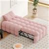 YuQozii Letto imbottito, poggiapiedi 2 in 1, letto singolo, divano letto pieghevole, soffice letto, in tessuto Teddy, adatto per piccoli spazi (rosa)
