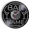 AVJERA Bar Personalizzato Nome Orologio da Parete da Record in Vinile Cocktail Classici Home Bar Decor Kitchen Art Vintage Silent Clock Bar