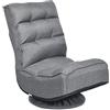 COSTWAY Poltrona Relax da Terra Pieghevole Reclinabile Girevole, Poltrone da Divano per Studio Salotto, con Schienale, Ottima per Rilassarti (Grigio)