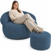 bananair - Pouf Poltrona Soggiorno e Camera in Velluto a Coste - Pouf Gigante XXL Morbido ed Elegante - Rivestimento lavabile in lavatrice - Ideale per Adulti, Adolescenti (110 × 100 cm, Blu Scuro)