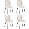 GrandCA HOME Set di 4 Sedie da Pranzo, Sedie da Cucina in Stile Nordico, Rivestimento in Velluto Olandese, Gambe in Metallo — Per Sala da Pranzo, Cucina e Soggiorno (Beige)