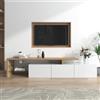 HYSZ Moderno mobile TV design: elegante e pratico, bianco lucido, effetto legno, ripiani in vetro, illuminazione a LED