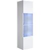 MB Muebles Bonitos, Vetrina Pensile Luke V6, LED, Melamina, Finitura Lucida, Bianco, 40x165x29cm