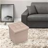 Generico Pouf Contenitore Quadrato in Ecopelle, Pouf Poggiapiedi Imbottito pieghevole in simil pelle (TORTORA, 50X50X50)