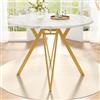 SUKY Tavolo da pranzo rotondo, 100 x 100 x 76 cm, tavolo da cucina, tavolino rotondo per 4 persone, adatto per soggiorno, sala da pranzo, eleganti gambe in metallo, piano in marmo MDF (oro)