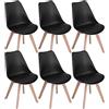 IZTOSS Set di 6 Sedie Cucina Moderno, Sedie Sala da Pranzo 6 pezzi con Gambe in Legno Vendute, comodo cuscino del sedile in schiuma (B-Nero-6 pezzi)