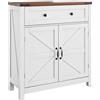 HAINEW Armadietto da bagno con 2 ante e 1 cassetto, credenza per bagno, soggiorno, cucina, 76 x 30 x 83 cm, bianco