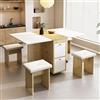 SUKY Set tavolo da pranzo pieghevole, 120 x 80 x 75 cm, allungabile, multifunzionale, sedie da pranzo (bianco + rovere)