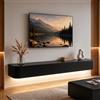 Ribanedy Mobile TV Sospeso Moderna con luce LED | Consolle Multimediale da Parete | Grande Mobile TV con Spazio di Archiviazione per Soggiorno e Ufficio (Nero, 120cm)