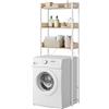 EUGAD Mobiletto Bagno Salvaspazio, Scaffale Lavatrice con 3 Ripiani, per Lavanderia, Bagno, Soggiorno, Balcone, Legno e Metallo, Rovere Chiaro+Bianco, 63x25x166,5 cm