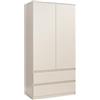 meble masztalerz Armadio Camera da Letto con 2 Cassetti Larghezza 90 cm - Mobile Camera da Letto - Armad Camera Letto Moderni - Guardaroba Armadio - Bianco - 180x90x50cm