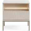3E 3xE living.com Comodino moderno con frontale scanalato, 54×56×39 cm, Cashmere/Oro
