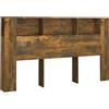 vidaXL Testiera con Scomparti Rovere Fumo 180x18,5x104,5 cm
