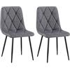 CLP Sedia da Pranzo Set di 2 Clairton, Sedia Imbottita con Rivestimento Trapuntato, Struttura in Metallo Nero, Supporto Fino a 150 kg, Colore:Grigio Scuro, Materiale:Stoffa