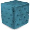 SAMIRA Pouf poggiapiedi quadrato, pouf divano in velluto - Otto (Blu petrolio)