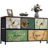 FOERPL Cassettiera con 5 cassetti, Credenza retrò Mobile TV per soggiorno,camera da letto, corridoio - Struttura in Metallo, Piano in MDF Legn