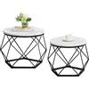 Vida Designs Brooklyn - Set di 2 tavolini rotondi con struttura in acciaio moderno, mobili da salotto (marmo)