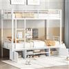 Huayz Letto a castello 90 x 200 cm, letto con telaio in ferro, per 2 bambini, letto in metallo con vano scarpiera e scala, con rete a doghe e protezione dalle cadute