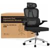 FLEXISPOT Sedia da ufficio ergonomica, con poggiatesta 2D, braccioli pieghevoli e supporto lombare dinamico, per casa e ufficio, OC3 LITE (Nero)