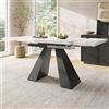 HOXINBLY Tavolo Allungabile,Tavolo Consolle Allungabile con gambe a colonna, design moderno per soggiorno, ufficio e cucina, nero e bianco, 99-159×74 cm