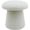 Marvin Pouf in Tessuto Teddy Morbido MUSHY Poggiapiedi Sgabello Imbottito di Design Moderno a Fungo per Camera da Letto, Soggiorno (Bianco)