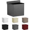 Home Tresor - Pouf Contenitore Poggiapiedi, Sgabello Portaoggetti Salvaspazio, Puff Cubo per Divano, Salotto, Camera in Ecopelle Impermeabile Cm. 38 x 38 x 38 Grigio