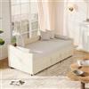 Plcnn Divano letto convertibile a 2 posti, 90 x 200 cm, divano letto imbottito con rete a doghe, letto estraibile a 2 posti, letto doppio in velluto, senza materasso (Beige-D)