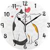 LDIYEU Amore Gatto Gattino Orologio da Parete Silenzioso Decorazione Non Ticchettio Legna Orologio per Ragazzi Ragazze Capretto Cucina Camera da Letto Home Office Scuola Decor