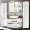 Lomadox Set da bagno in bianco lucido con legno di voto, lavabo con lavabo in ceramica e 2 armadi alti, Accessori Completo Arredamento