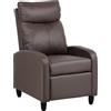 Totò Piccinni Poltrona MADRID Relax Reclinabile Push Back con Poggiapiedi Imbottita Confortevole (Ecopelle Marrone)