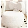 Generic Pouf girevole in cashmere bianco di lusso, con contenitore e schienale a forma di T, girevole a 360°, rotondo, bouclé, per trucco e toeletta (30 x 30 x 38 cm)